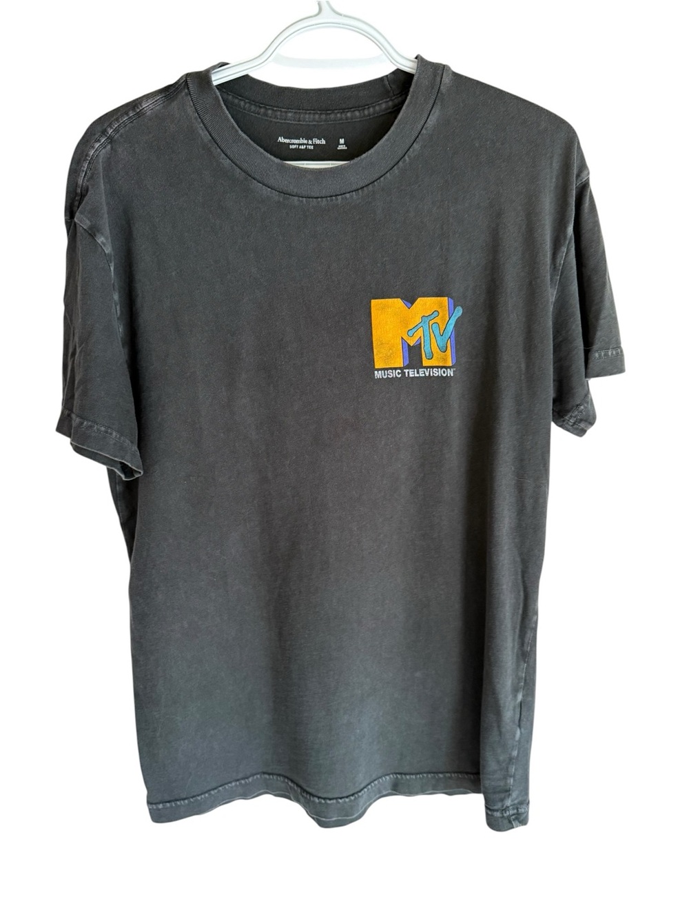 Abercrombie & Fitch Black Tee with Yellow & Blue MTV Logo